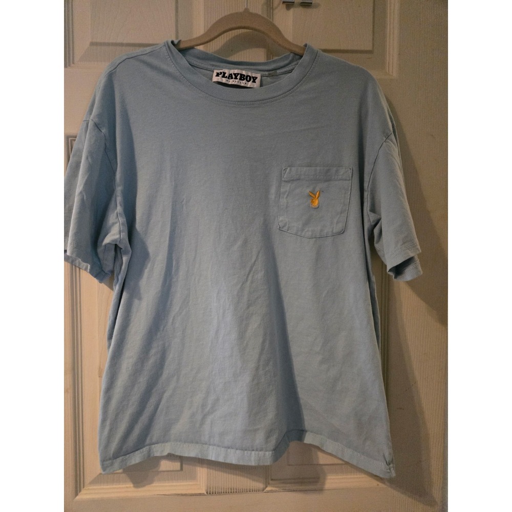 Playboy by Pacsun Bluish Tealish Embroidered Logo Short Sleeve T-Shirt Mens Sz L